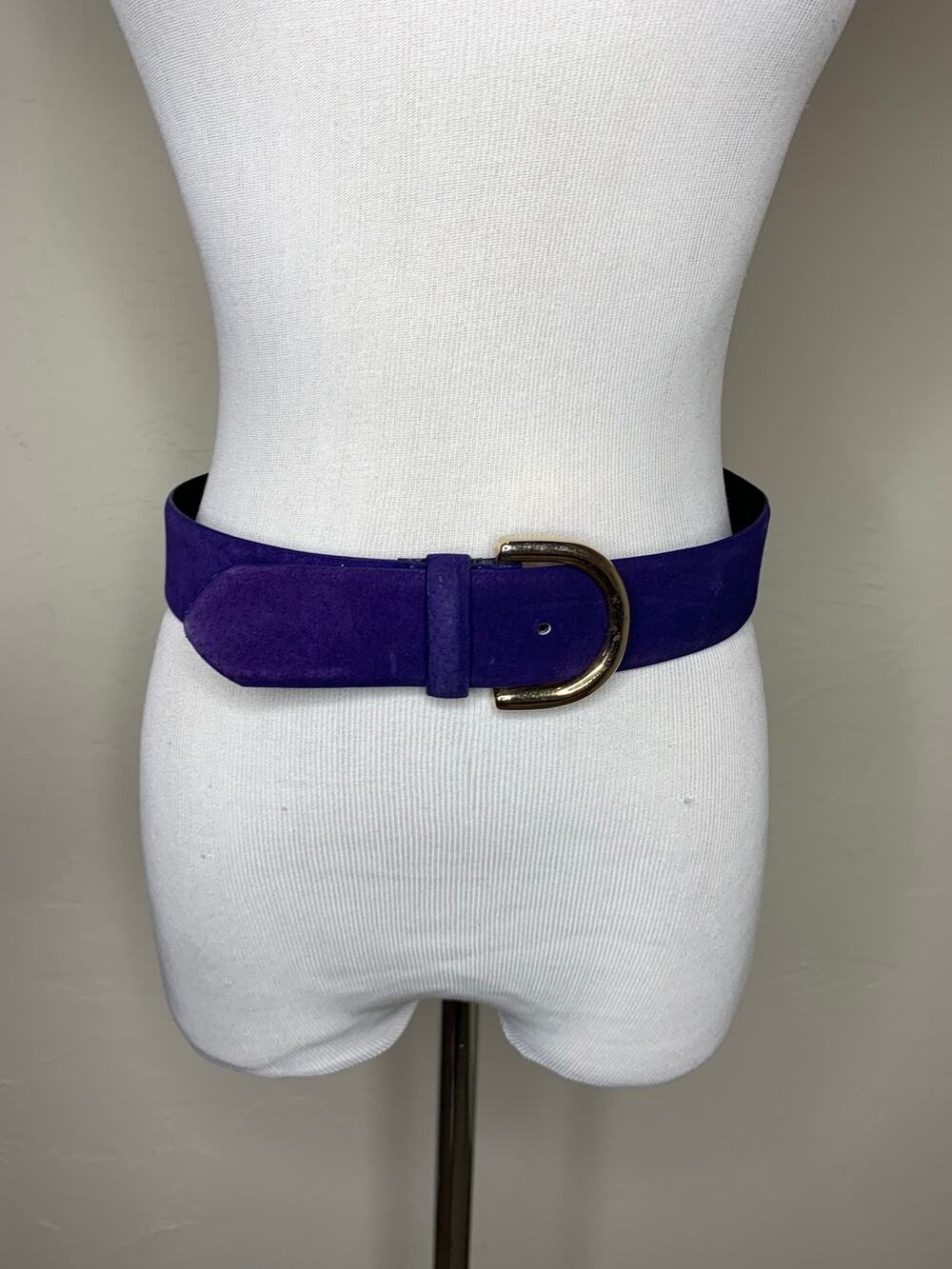 Vintage ECHO Bright Blue Suede Wide Belt 1.5" Sz Medium
